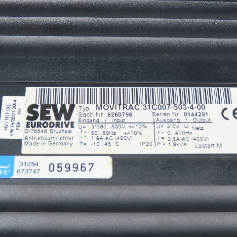 Sew 31C007-503-4-00 MOVITRAC Frequency Inverter 380-500V 0-400Hz