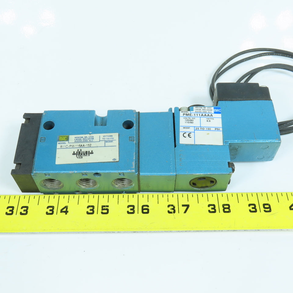 MAC 811C-PM-116AA-152 5/2 Position Pneumatic Solenoid Valve 150 PSI W/PME111AAAA