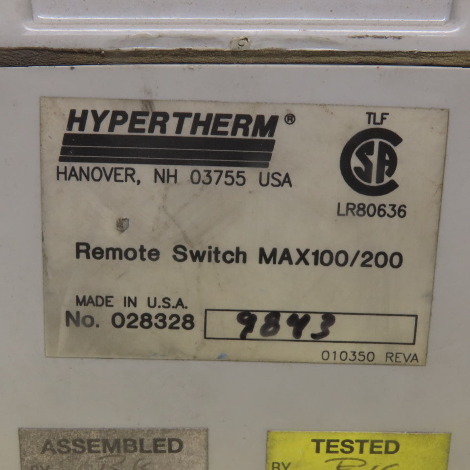 Hypertherm 028328 9843 ON/OFF Remote Switch Assembly  No Cord
