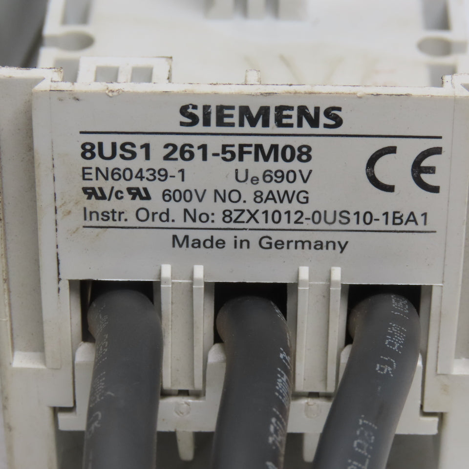 Siemens 8US1 261-5FM08  Buss Bar Adapter 600V No. 8 Wire Lot of 2