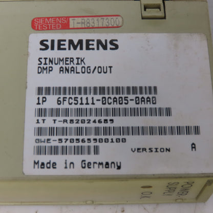 Siemens 6FC5111-0CA05-0AA0 Sinureik DMP Analog /Out Version A