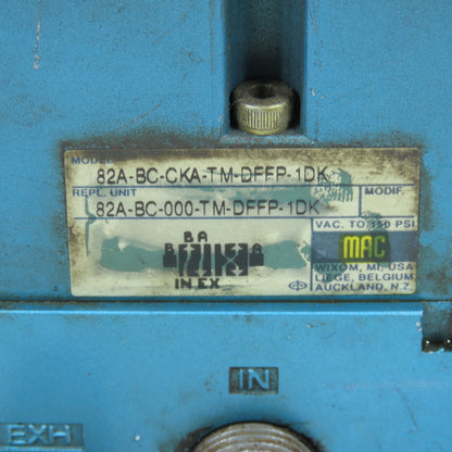 MAC 82A-BC-CKA-TM-DFFP-1DK & TM-DFFJ-1DK Pneumatic Solenoid Valve 150 PSI 24 VDC