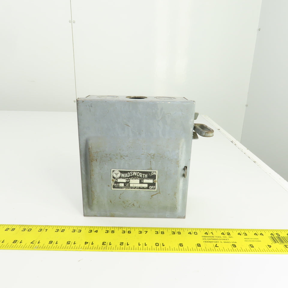 Wadsworth 8733N 30A Fusible Safety Disconnect Switch 240VAC 4-Pole