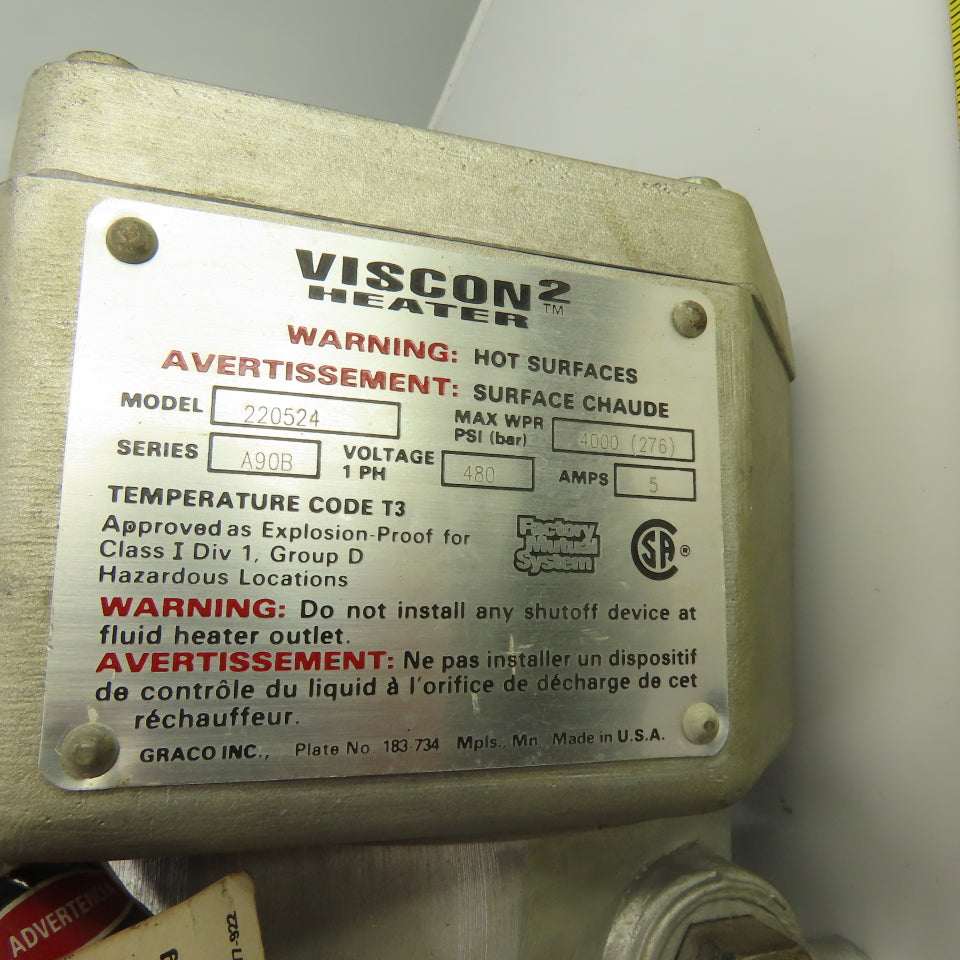 Graco Viscon 2 Model 220524 Ser A90B High Pressure Fluid Heater 480V 5A 1PH