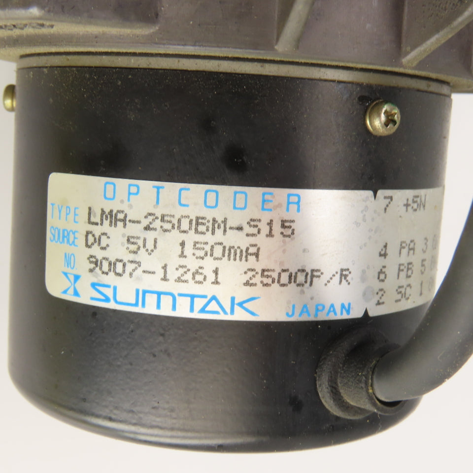 Nippon S1020L 0.12kW DC Servo Motor 2000RPM 46VDC 3.2A W/Encoder LMA-250BM-S15