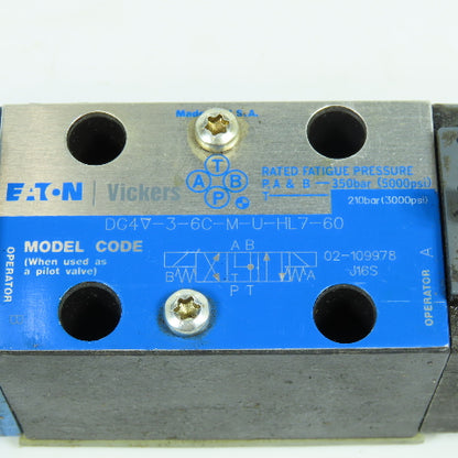 Eaton Vickers DG4V-3-6C-M-U-HL7-60 Directional Control Double Solenoid Valve