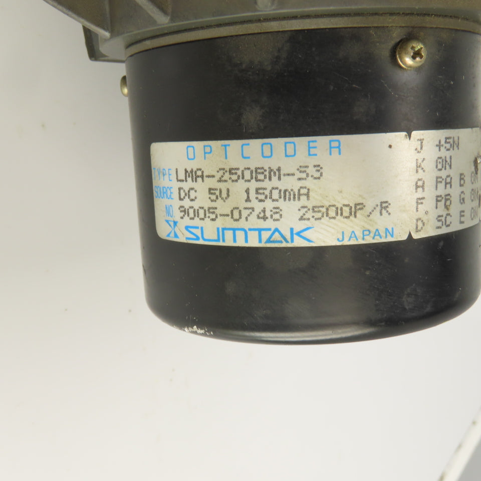 Nippon S5020B 0.5kW DC Servo Motor 2000RPM 65VDC 10.5A W/Encoder LMA-250BM-S3
