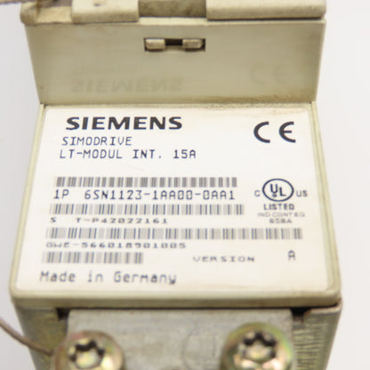 Siemens 6SN1118-0DG21-0AA1 Simodrive  6SN1123-1AA00-0AA1 LT Modul INT. 15A