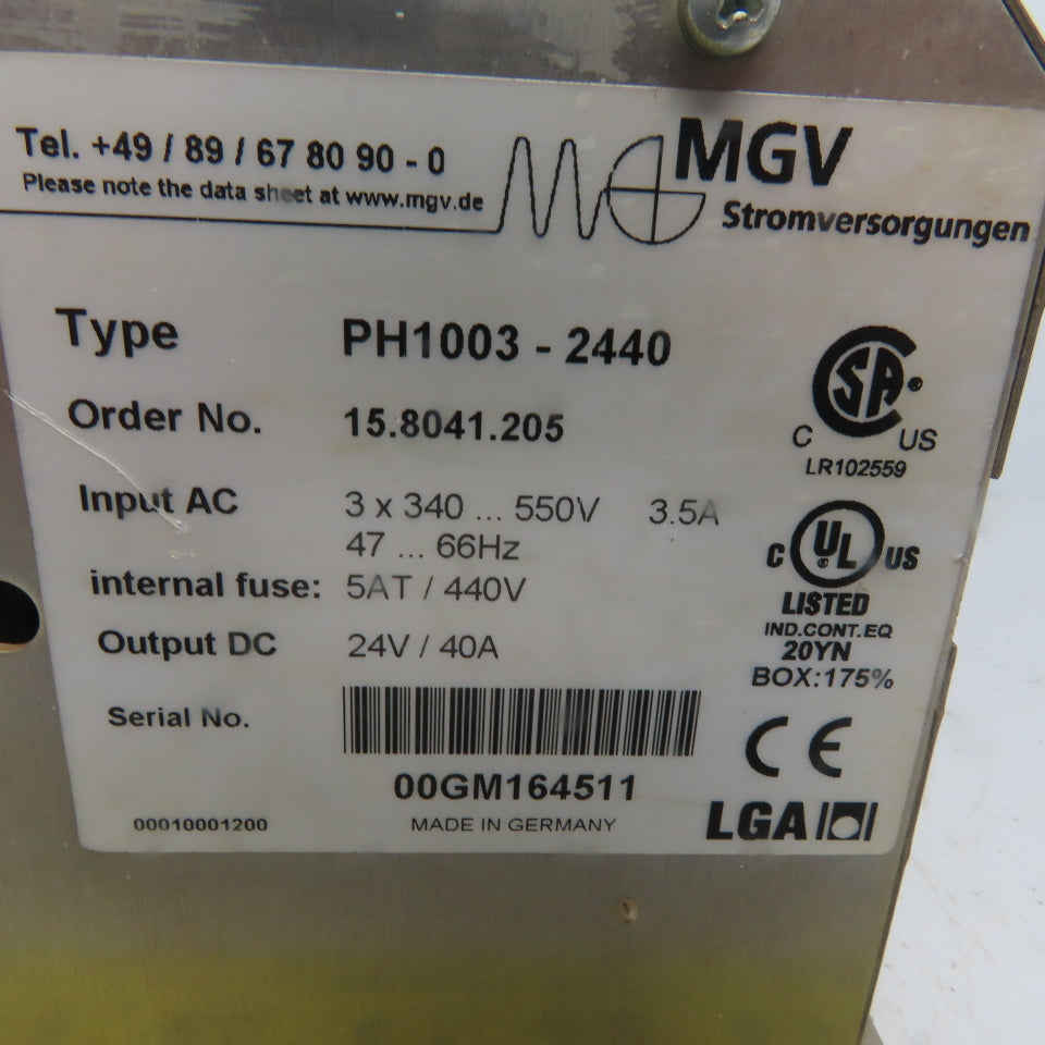 MGV PH1003-2440 3x340 550V 24V 20A Output Power Supply