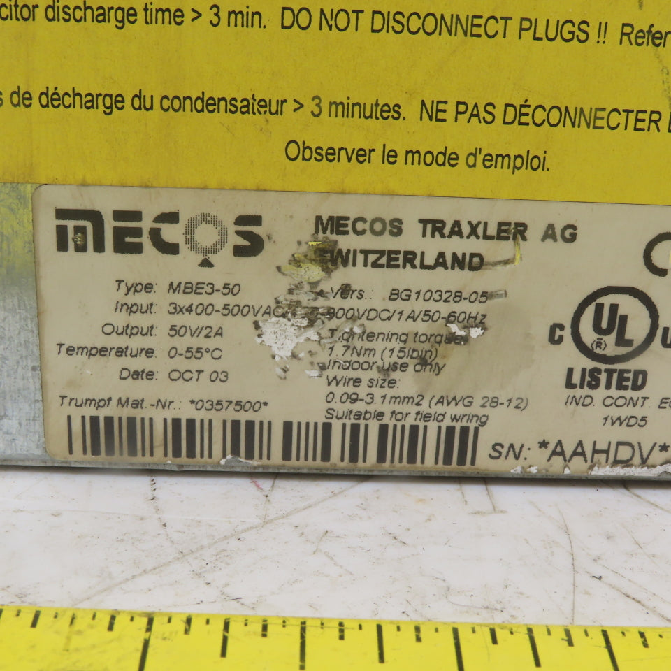 Mecos Traxler MBE3-50 Frequency Inverter 3x400-500V  Ver: BG10328-05