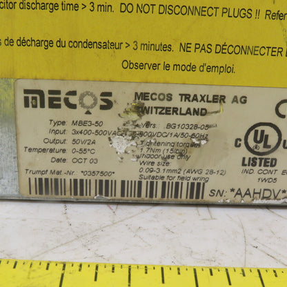 Mecos Traxler MBE3-50 Frequency Inverter 3x400-500V  Ver: BG10328-05