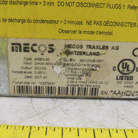 Mecos Traxler MBE3-50 Frequency Inverter 3x400-500V  Ver: BG10328-05
