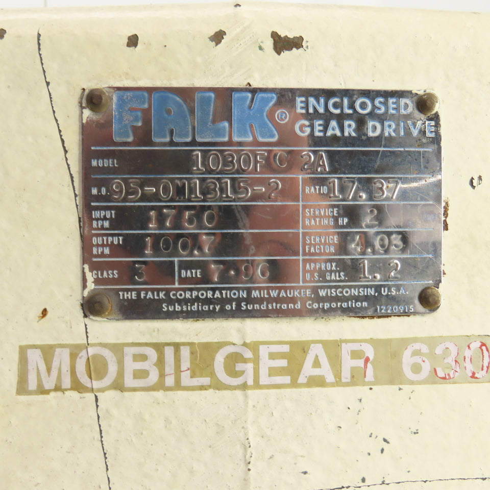Falk 1030F CA 17.37:1 Ratio Enclosed Gear Drive Speed Reducer 1750RPM Input