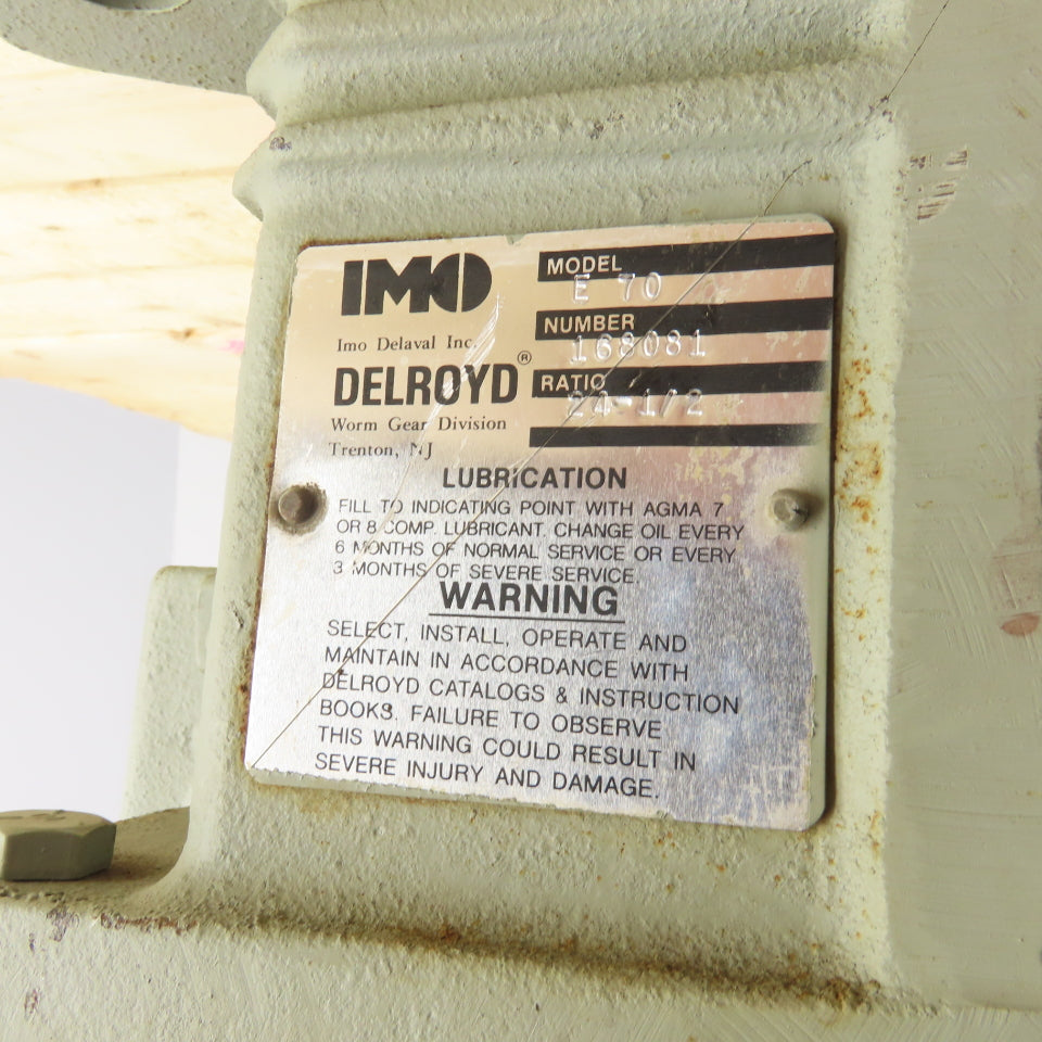 IMO Delaval Delroyd Model E 70 24-1/2:1 Ratio Single Worm Gear Speed Reducers