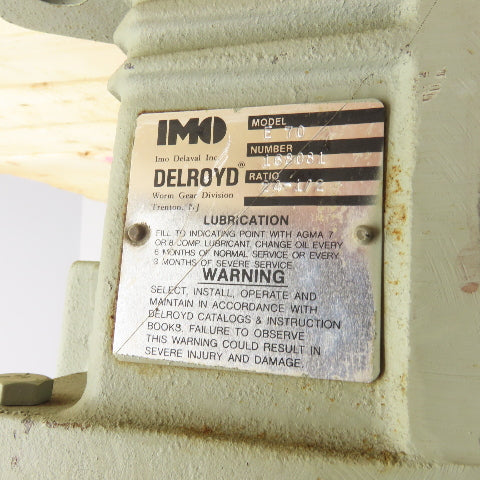 IMO Delaval Delroyd Model E 70 24-1/2:1 Ratio Single Worm Gear Speed Reducers
