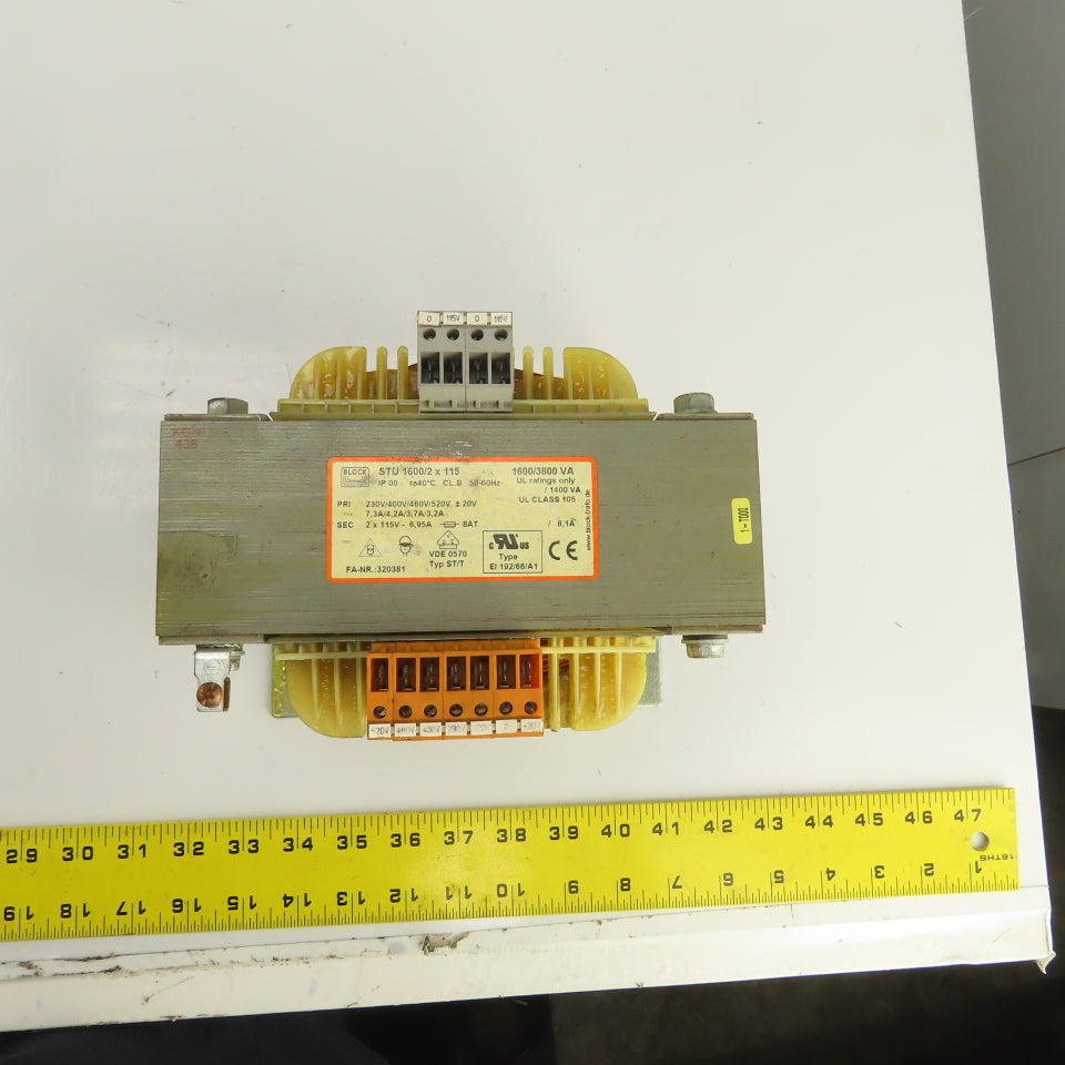 Block STU 1600/2 x 115 1600/3800 VA Transformer HV 230/400/460/520 LV 2 x 115