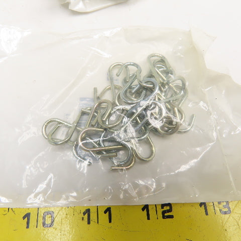 1" Long .080" Wire Diameter Open S Hook Zinc Lot Of 30 Bags of 25