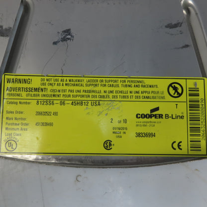 B-Line 812SS6-06-45HB12 SS Vented Horizontal 45° 6"W Cable Tray Cover Lot of 2
