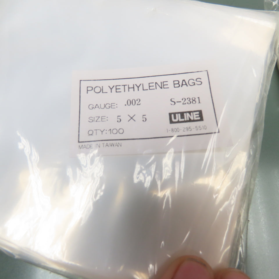 Uline S-2381 5" x 5" x .002 Polyethylene Heat Seal Bags Lot Of 700