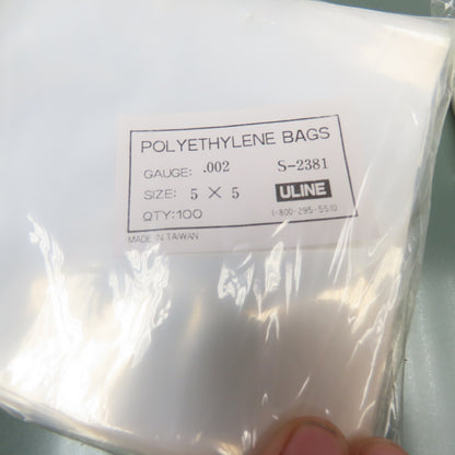 Uline S-2381 5" x 5" x .002 Polyethylene Heat Seal Bags Lot Of 700