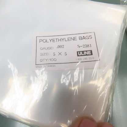 Uline S-2381 5" x 5" x .002 Polyethylene Heat Seal Bags Lot Of 700