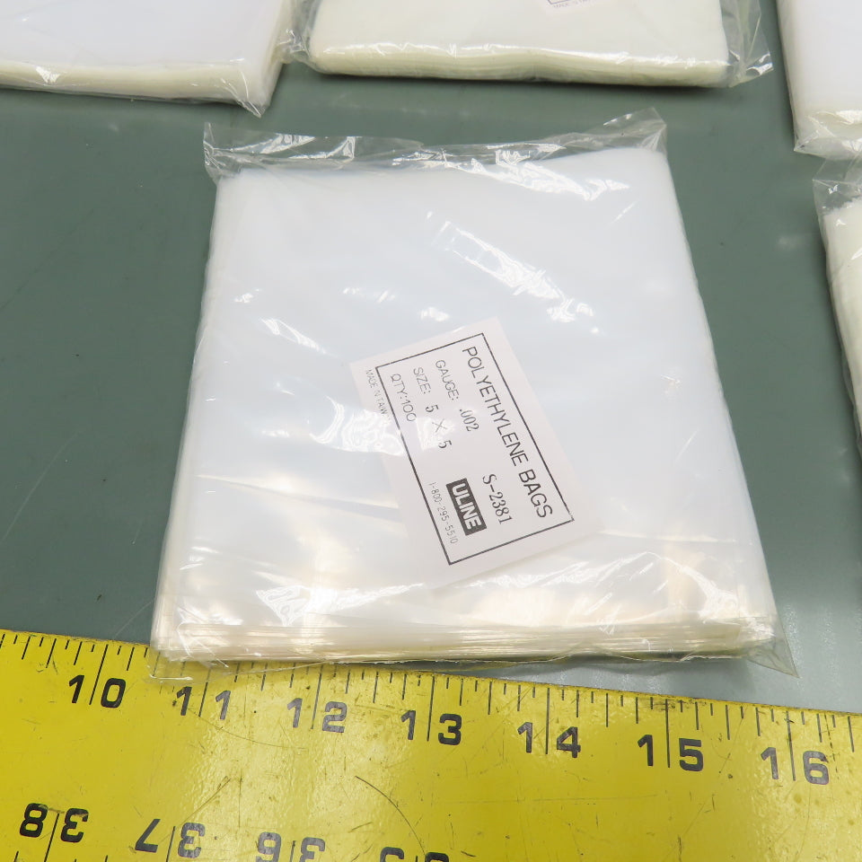 Uline S-2381 5" x 5" x .002 Polyethylene Heat Seal Bags Lot Of 700