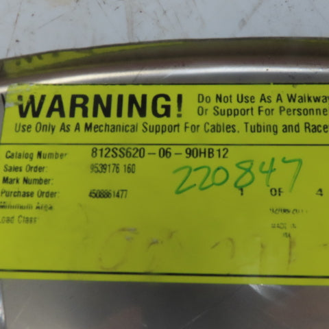B-Line 812SS620-06-90HB12 Vented SS Horizontal 90° 6"W Cable Tray Cover
