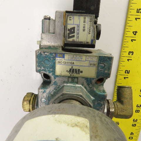 MAC 56C-13-111CA 3-Way Pneumatic Solenoid Valve 120V Coil 150PSI 1/2" NPT
