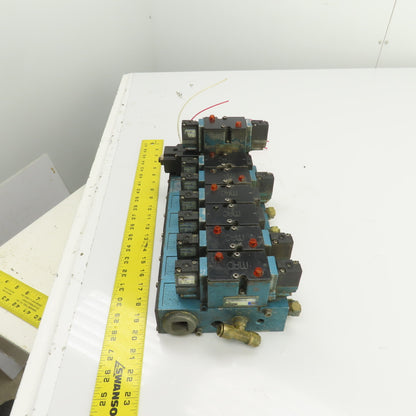 MAC 82A-BC-000-TM-DAAP-1DA 2-Way Pneumatic Solenoid Valve Bank 150PSI 120V Coil