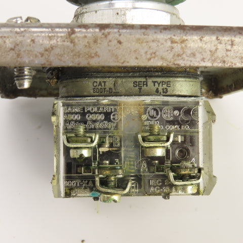 Allen Bradley 800T-D Momentary Contact Green Push Button Switch 600V W/Enclosure