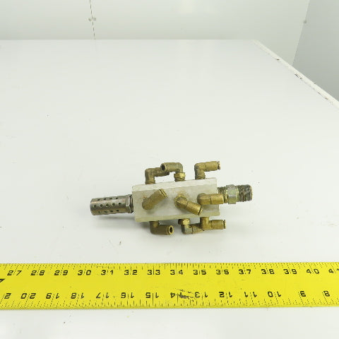 12-Port Pneumatic Air Distribution Block 1/2"NPT In 1/8"Out W/1/4" Quick Connect