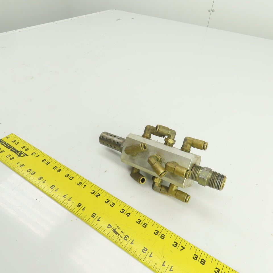 12-Port Pneumatic Air Distribution Block 1/2"NPT In 1/8"Out W/1/4" Quick Connect