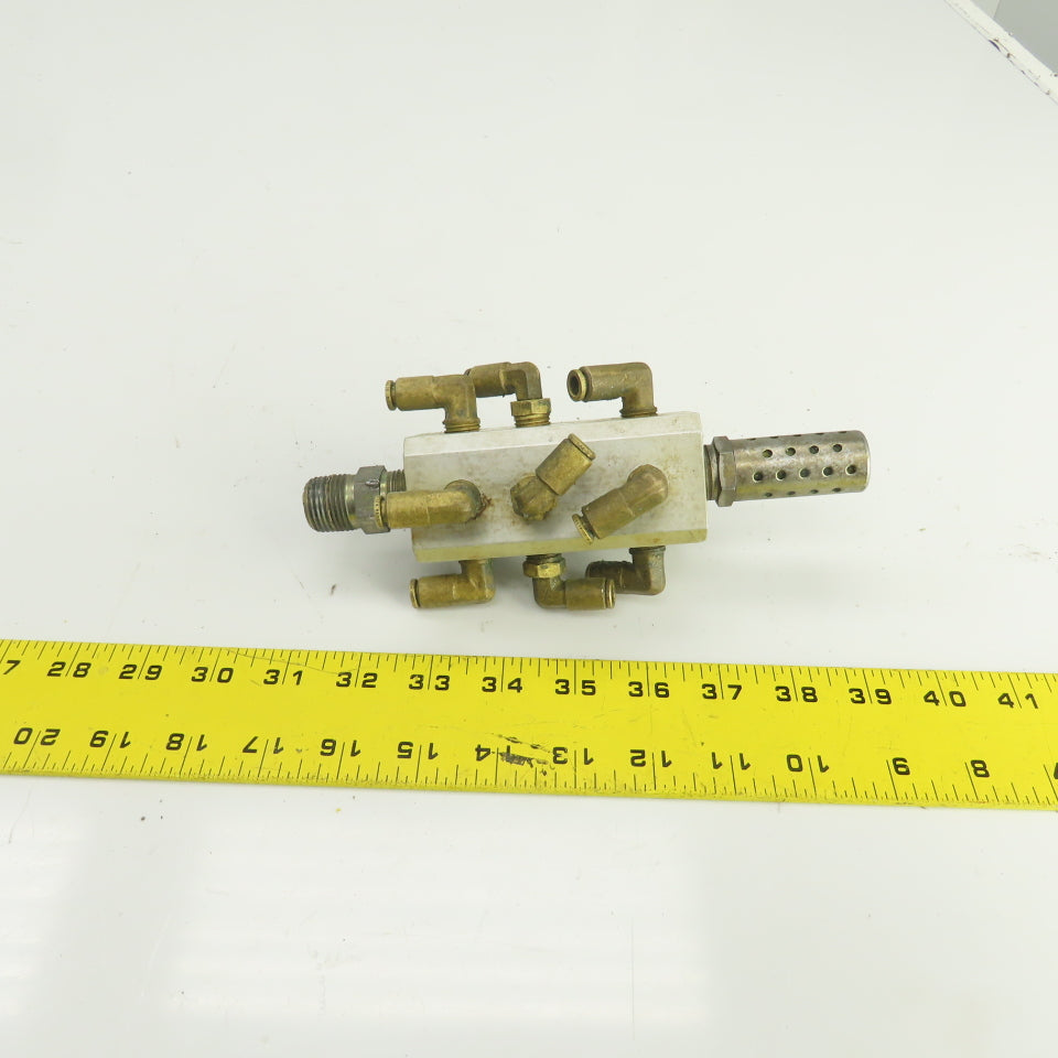 12-Port Pneumatic Air Distribution Block 1/2"NPT In 1/8"Out W/1/4" Quick Connect