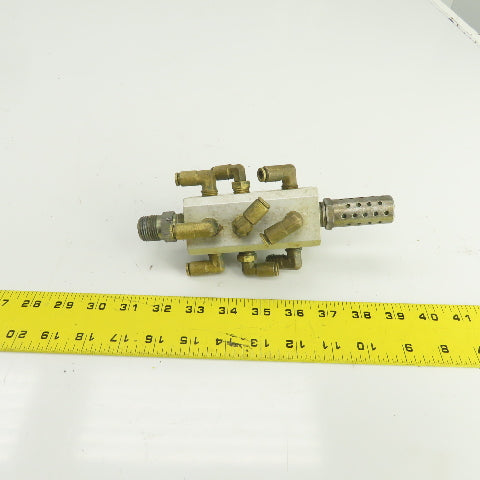 12-Port Pneumatic Air Distribution Block 1/2"NPT In 1/8"Out W/1/4" Quick Connect