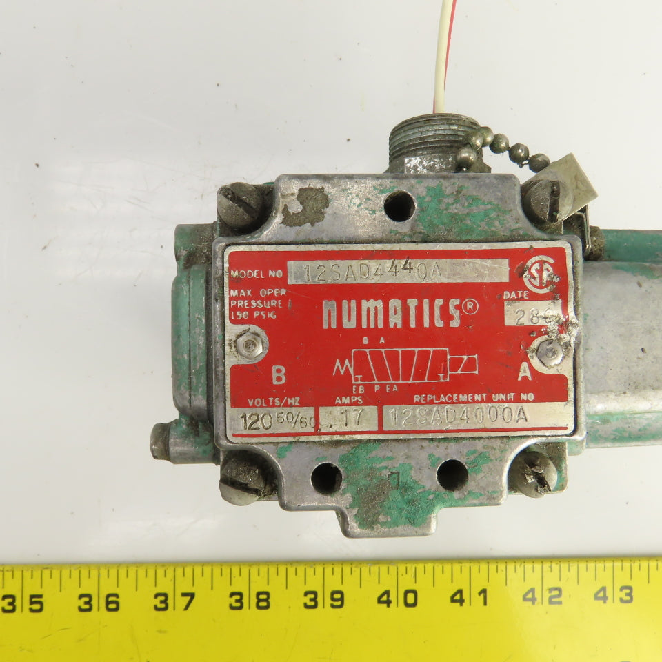 Numatics 12SAD4440A Pneumatic Air Solenoid Valve 120V 0.17A 150PSIG