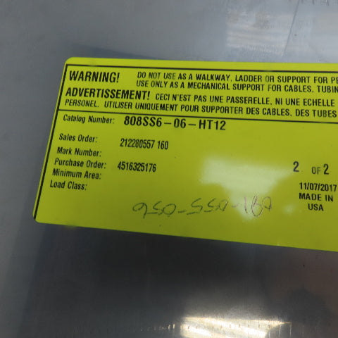 Cooper B-Line 808SS6-06-HT12 6"W 316 Stainless Steel Cable Tray Horizontal Cover