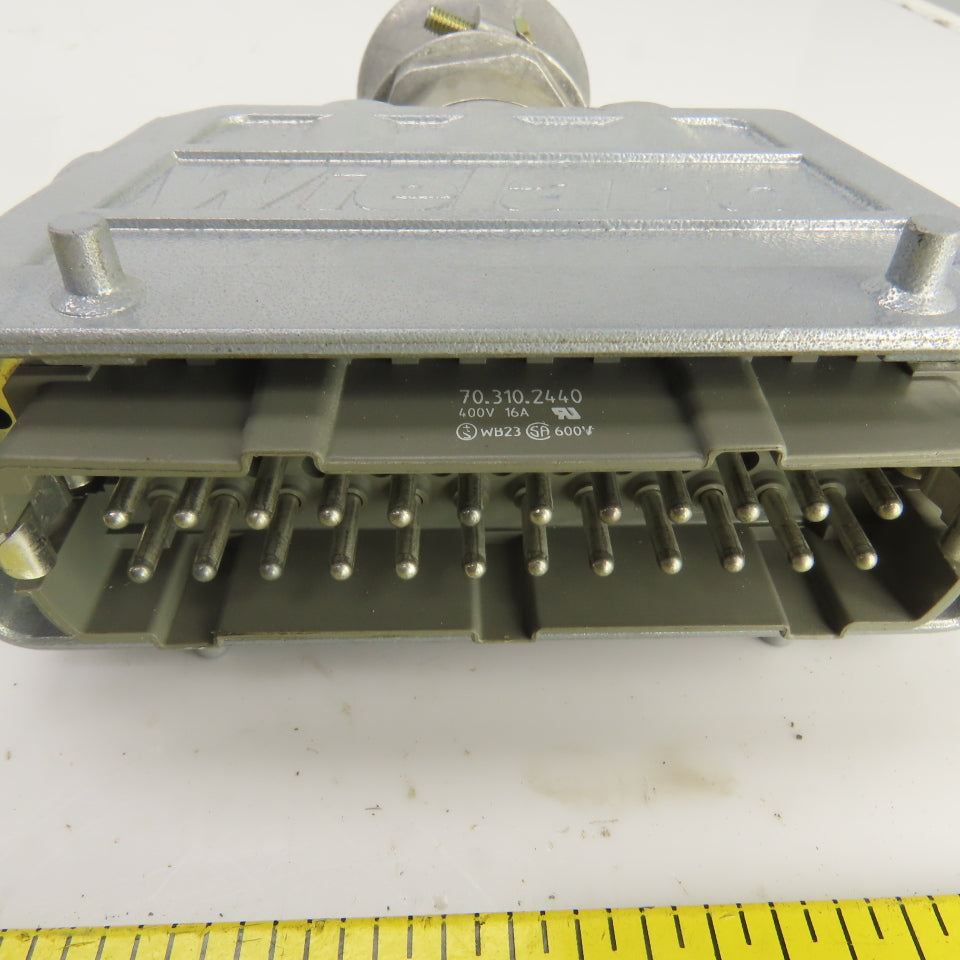 Wieland 70.310.2440 2-Row Male Connector 400V 16A 24 Pin W/73.362.6428.0 Hood