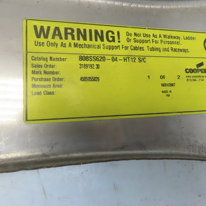 Cooper B-Line 808SS620-04-HT12 4"W Stainless Steel Cable Tray Horizontal Cover