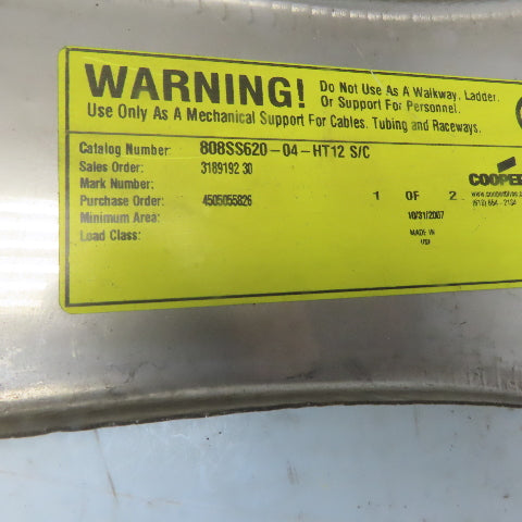 Cooper B-Line 808SS620-04-HT12 4"W Stainless Steel Cable Tray Horizontal Cover