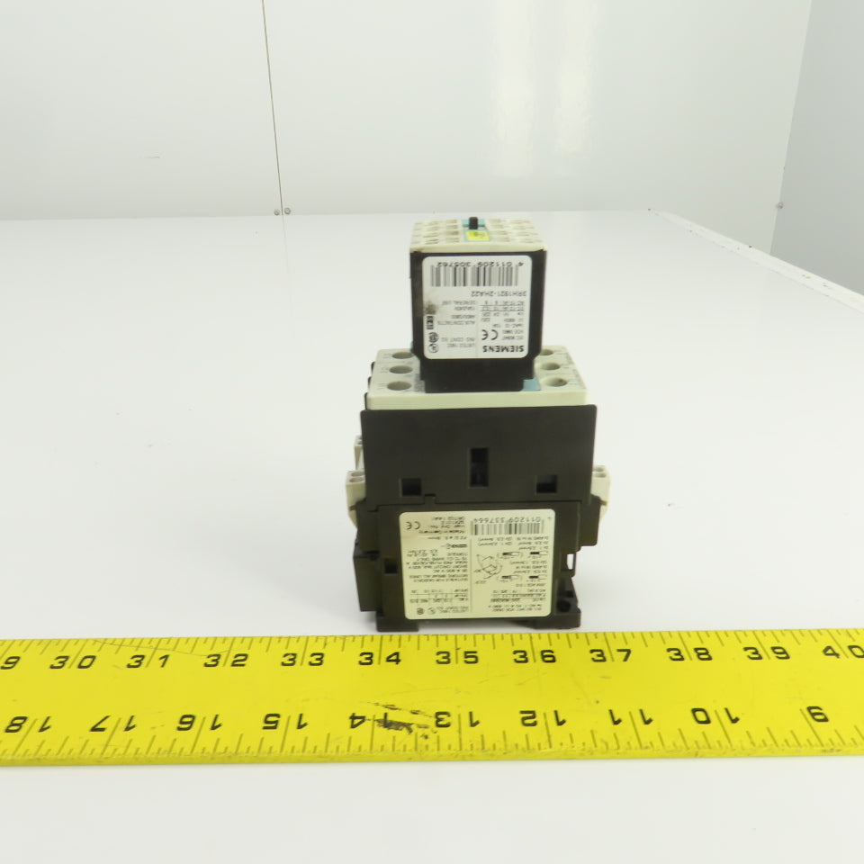 Siemens 3RT1026-3A 35A 600V Contactor 2-20HP 110V Coil W/3RH1921-2HA22 Block