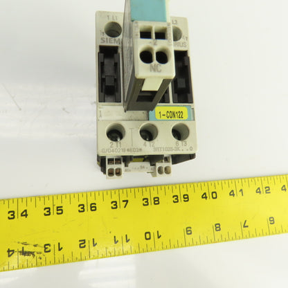 Siemens 3RT1025-3K 35A 600V Contactor 1-15HP 24V DC Coil W/3RH1921-2CA01 Block