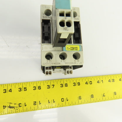 Siemens 3RT1025-3K 35A 600V Contactor 1-15HP 24V DC Coil W/3RH1921-2CA01 Block