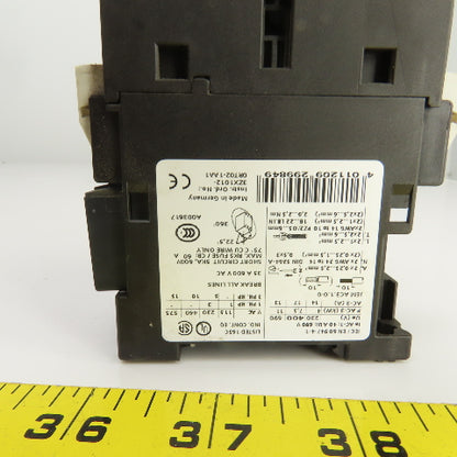 Siemens 3RT1025-3K 35A 600V Contactor 1-15HP 24V DC Coil W/3RH1921-2CA01 Block