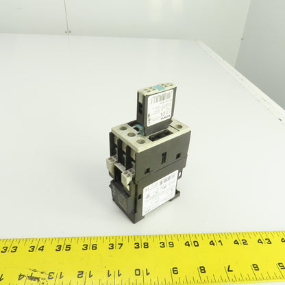 Siemens 3RT1025-3K 35A 600V Contactor 1-15HP 24V DC Coil W/3RH1921-2CA01 Block