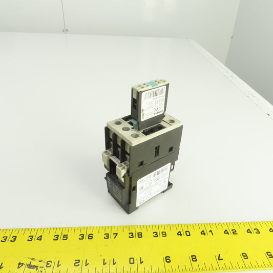 Siemens 3RT1025-3K 35A 600V Contactor 1-15HP 24V DC Coil W/3RH1921-2CA01 Block
