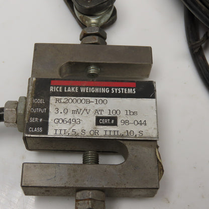 Rice Lake RL20000B-100 100 Lbs. Pull Test Load Cell 3.0mV/V