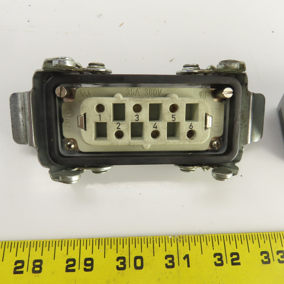 HTS Heavy Duty Power Connector Male & Female Set 6-Pin 35A 380V W/Hood