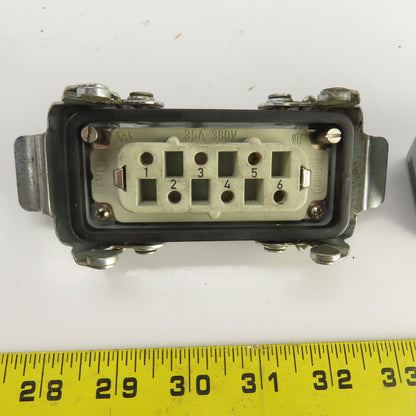 HTS Heavy Duty Power Connector Male & Female Set 6-Pin 35A 380V W/Hood
