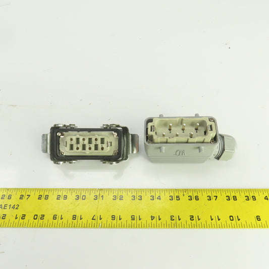 HTS Heavy Duty Power Connector Male & Female Set 6-Pin 35A 380V W/Hood