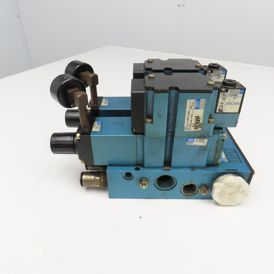 MAC 6311D-311-PM-111DA 2 Position Pneumatic Valve Bank Manifold 120V Coil